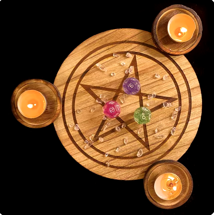 Wood Pentacle Moon Phase Candle Holders | Green Witch Creations