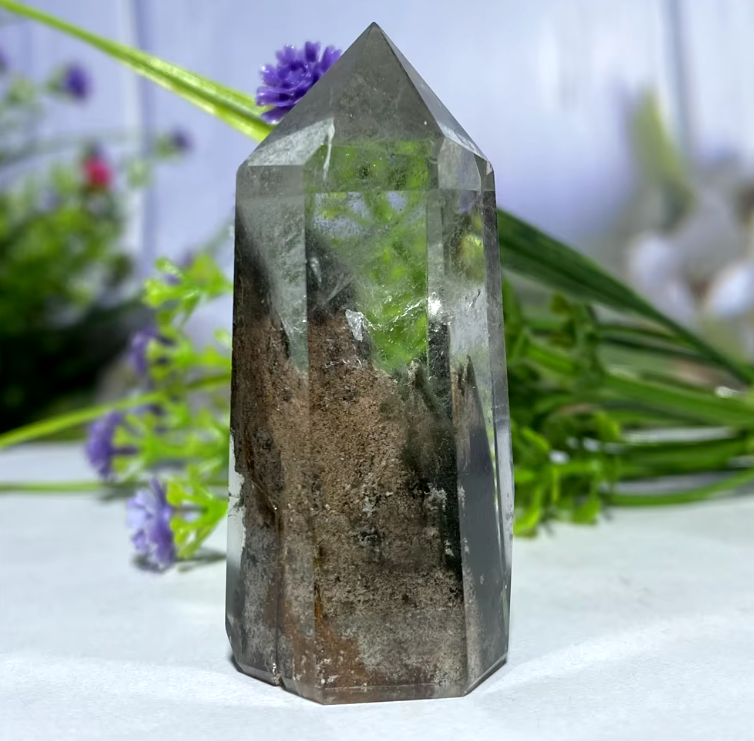 Green Phantom Quartz Crystal Obelisk | Green Witch Creations