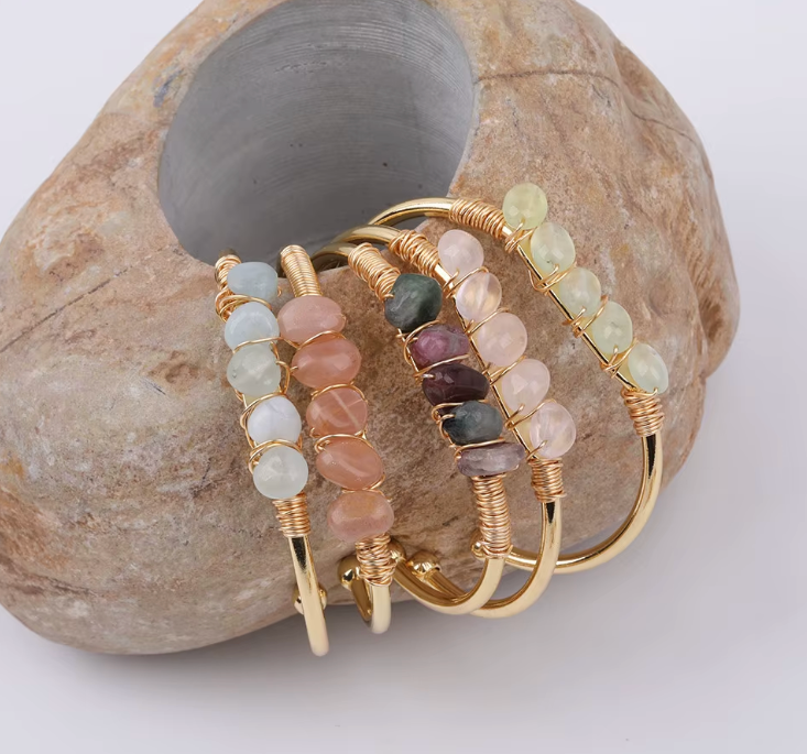 Crystal Wire Wrap Gold Bracelets | Green Witch Creations