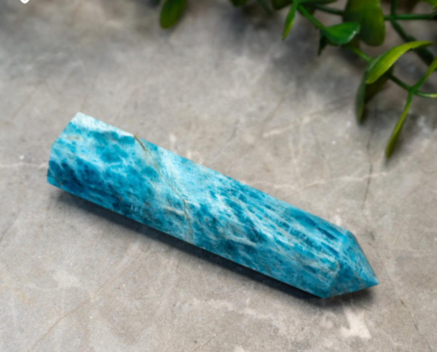 Blue Apatite Crystal Tower Obelisk