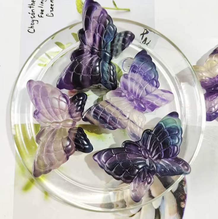 Rainbow Fluorite Butterfly Crystals