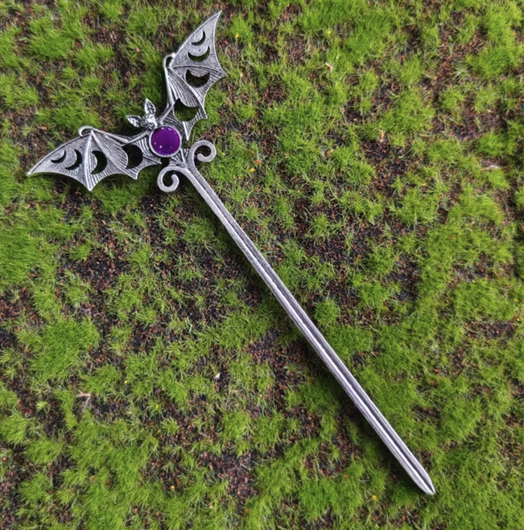 Amethyst Bat Hair Fork