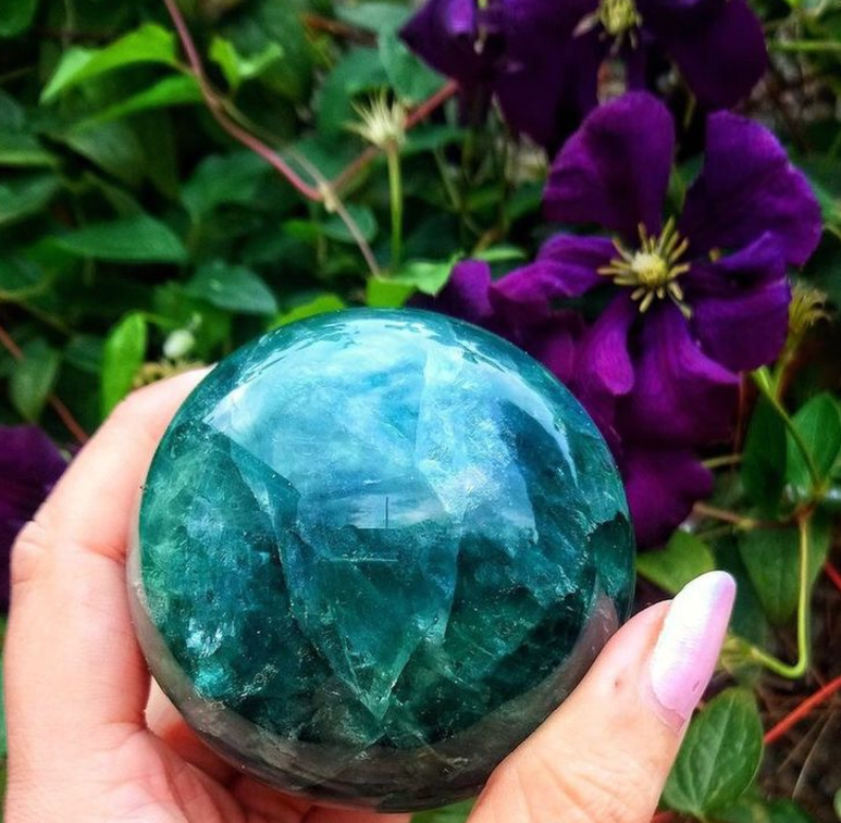 Green Fluorite Crystal Ball