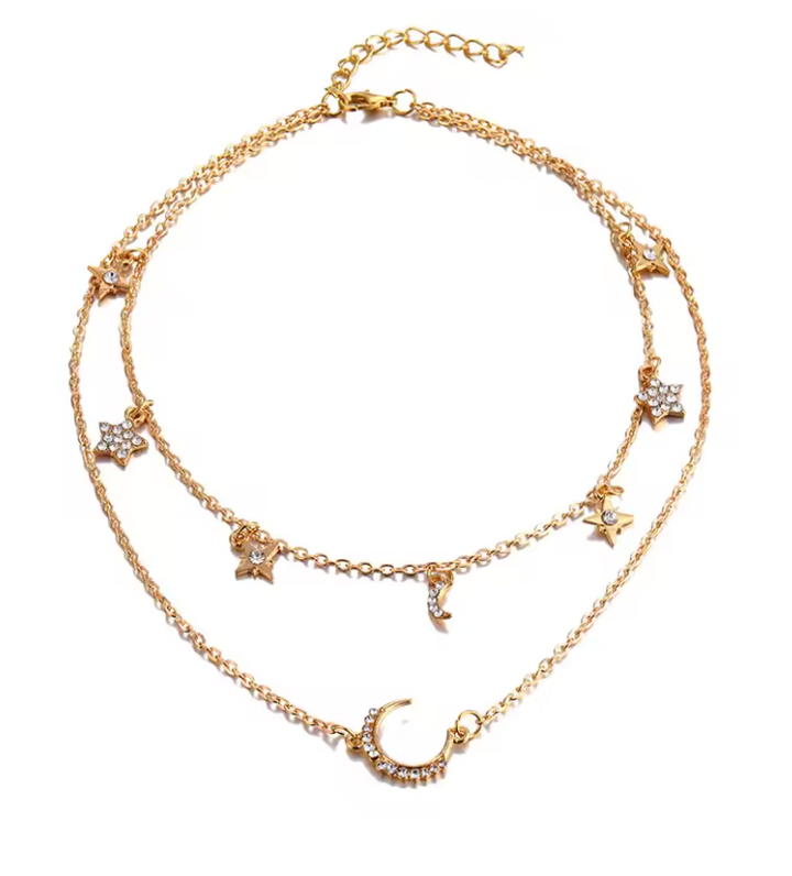 Gold Star & Moon Layered Necklace