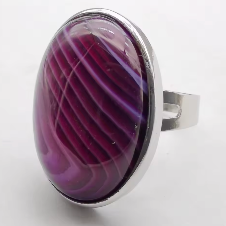 Purple Agate Stone Ring