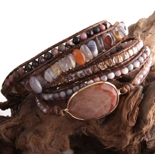 Red Agate Wrap Bracelet