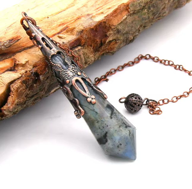 Labradorite Rhodium Pendulums