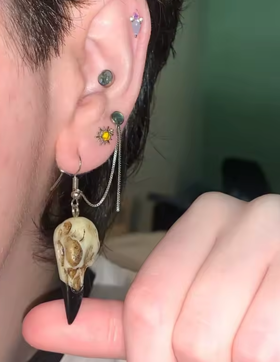 Raven Skull Goth Earrings