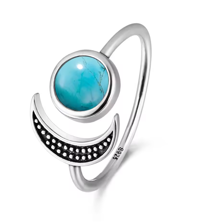 Turquoise Moon Sterling Silver Ring