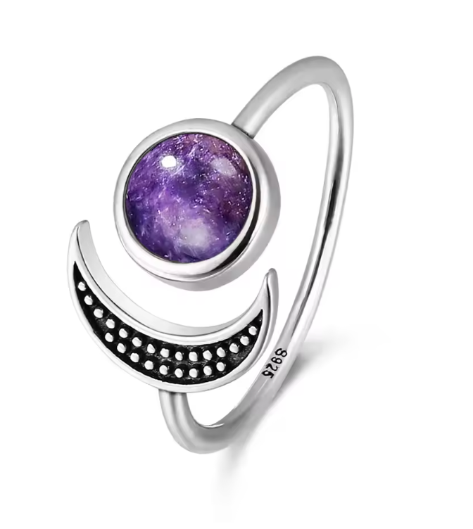 Amethyst Moon Sterling Silver Ring