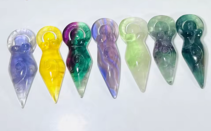 Fluorite Crystal Goddess Figurines