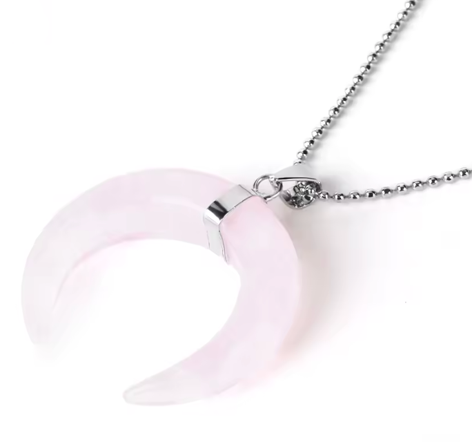 Rose Quartz Crescent Moon Necklace