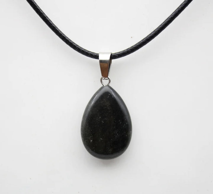 Onyx Stone Teardrop Pendant Necklace For Sale | Green Witch Creations