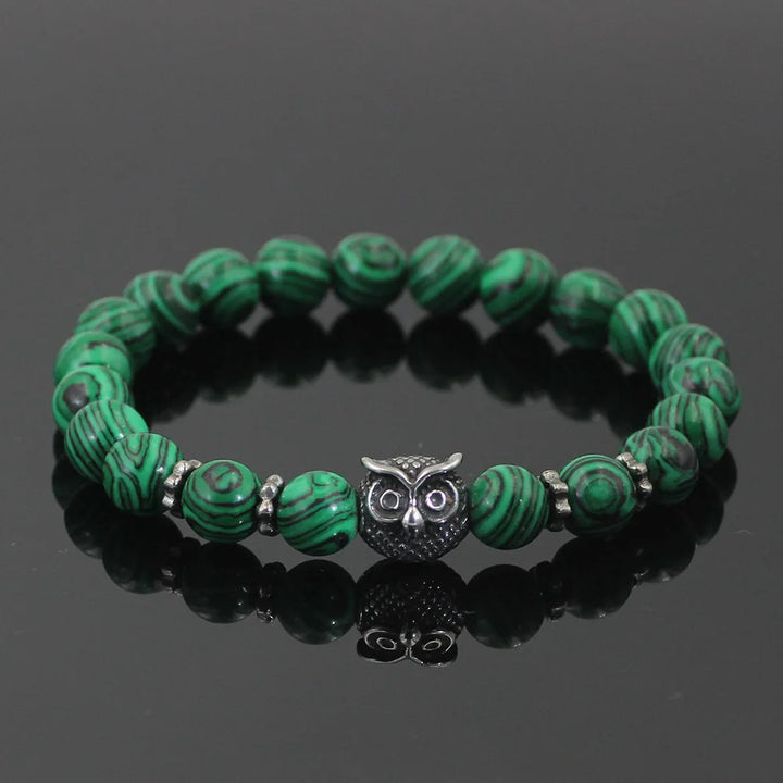 Malachite Owl Charm Bead Bracelets | Green Witch Creations