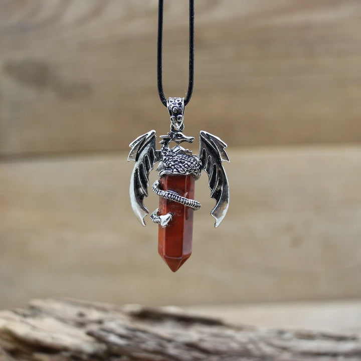 Red Jasper Dragon Crystal Pendant Necklace | Green Witch Creations