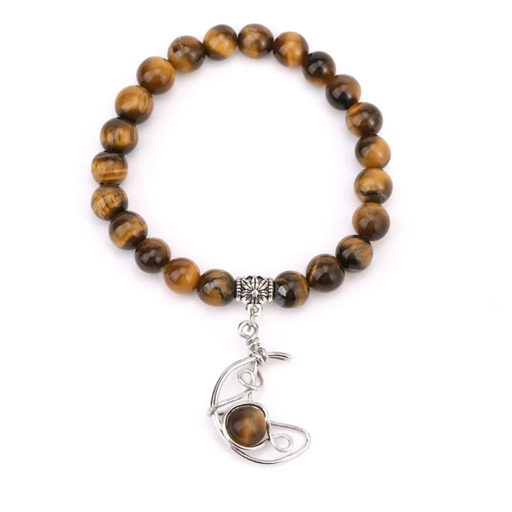 Tiger Eye Crystal Moon Stone Bead Bracelets | Green Witch Creations