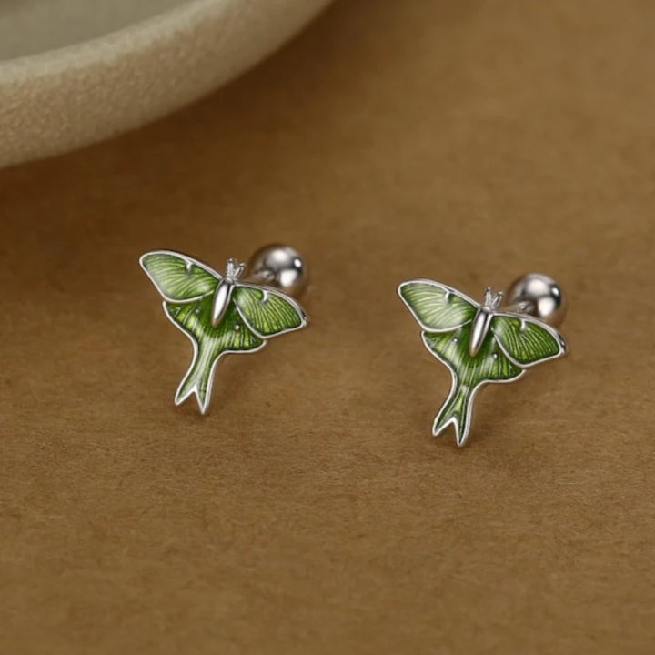 Green Lunar Moth Earrings