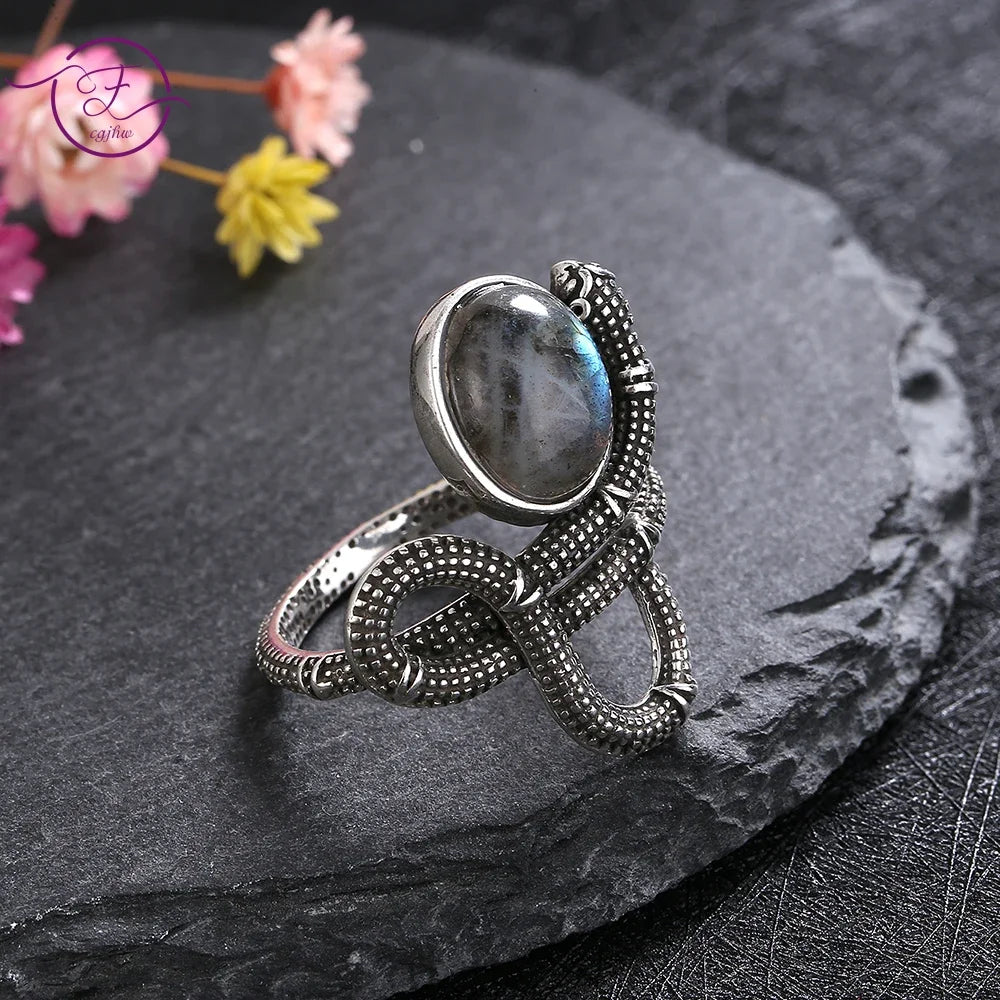 Labradorite Stone Snake Rings For Sale | Green Witch Creations