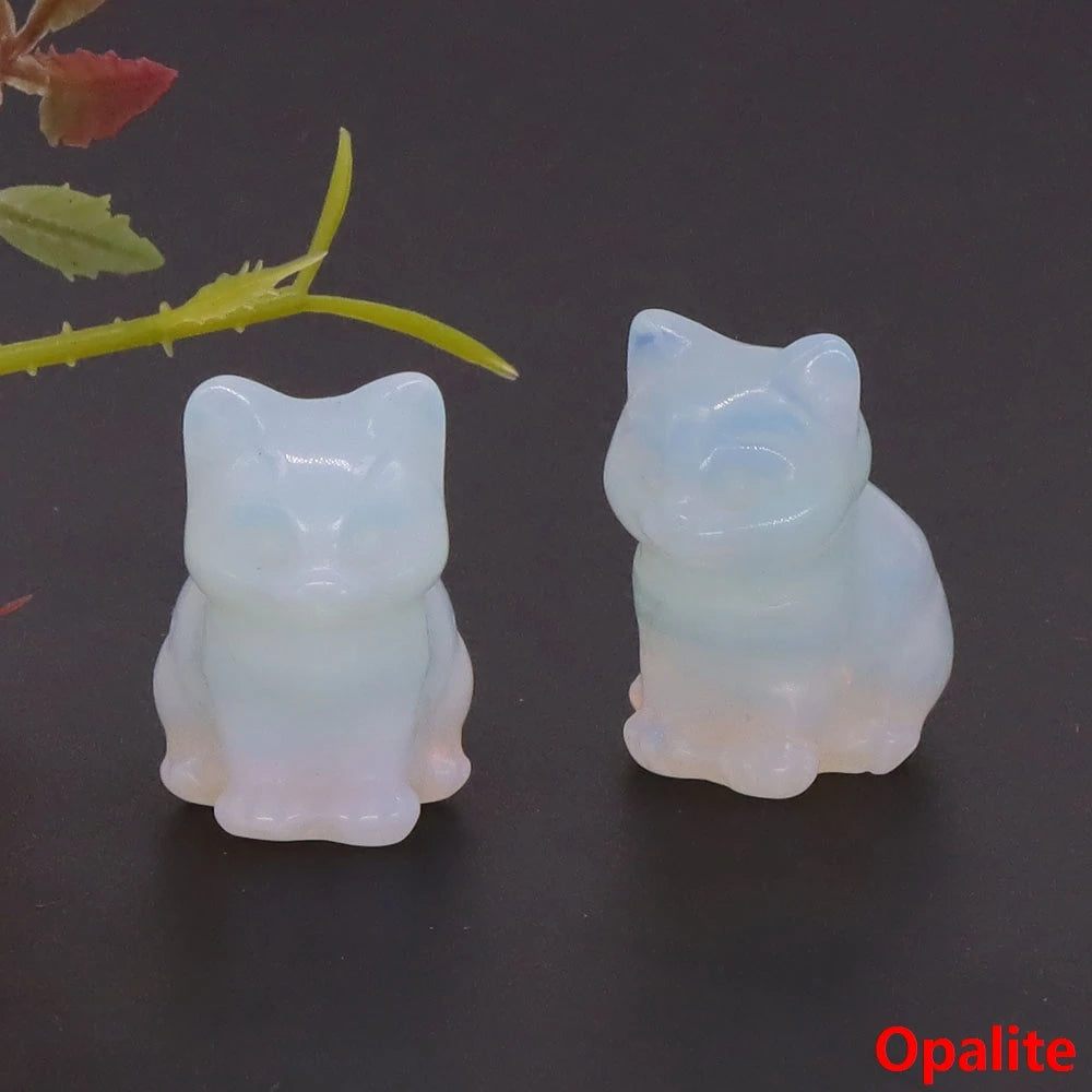 Opalite Crystal Cat Statue | Green Witch Creations