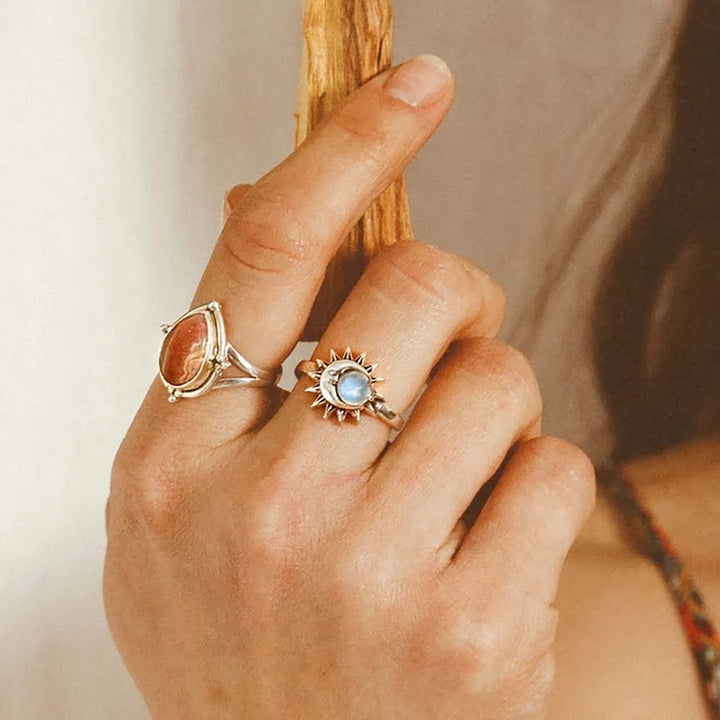 Sun Moon Moonstone Ring | Green Witch Creations