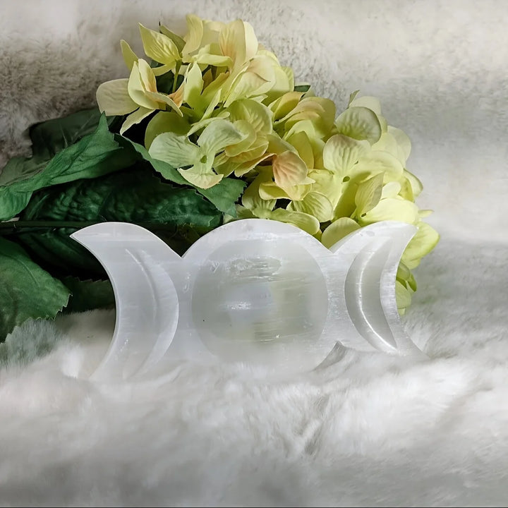 Selenite Triple Moon Bowl | Green Witch Creations