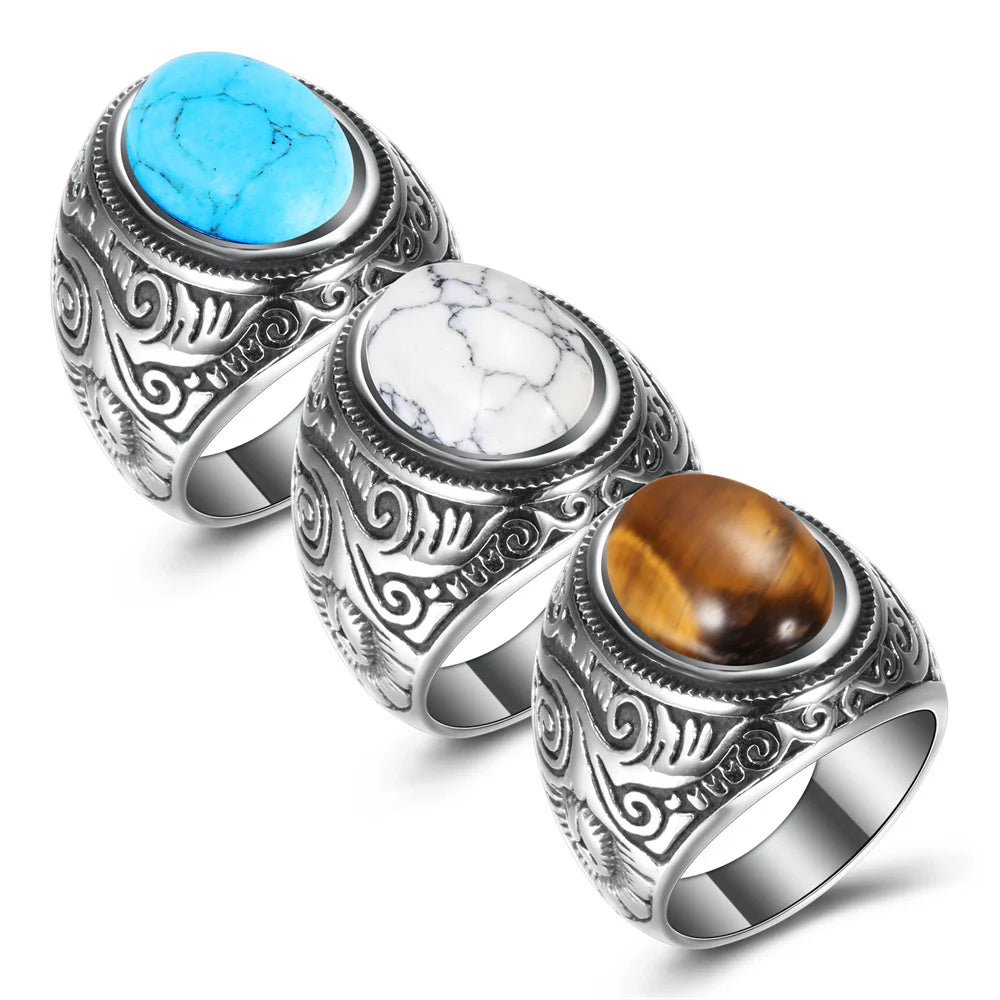 Men's Oval Stone Rings | Green Witch Creations