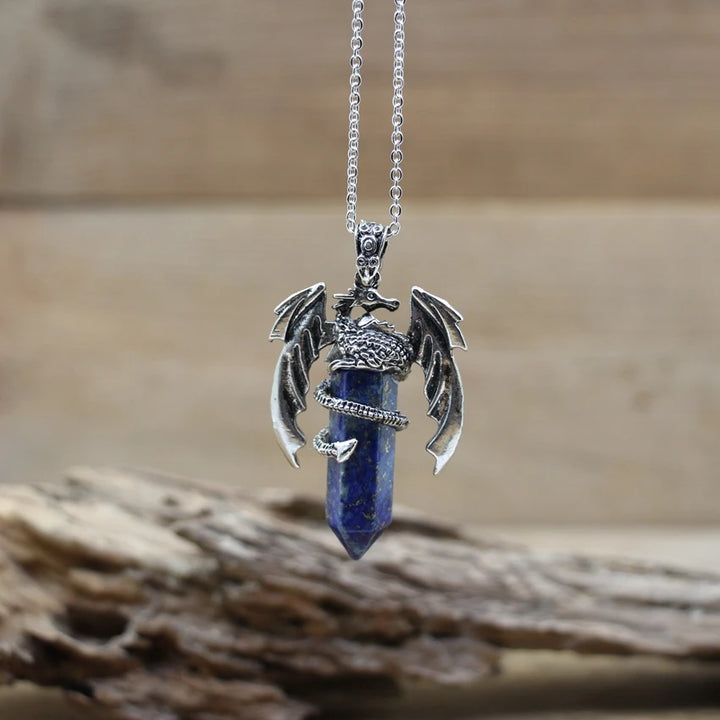 Lapis Lazuli Dragon Crystal Pendant Necklace | Green Witch Creations