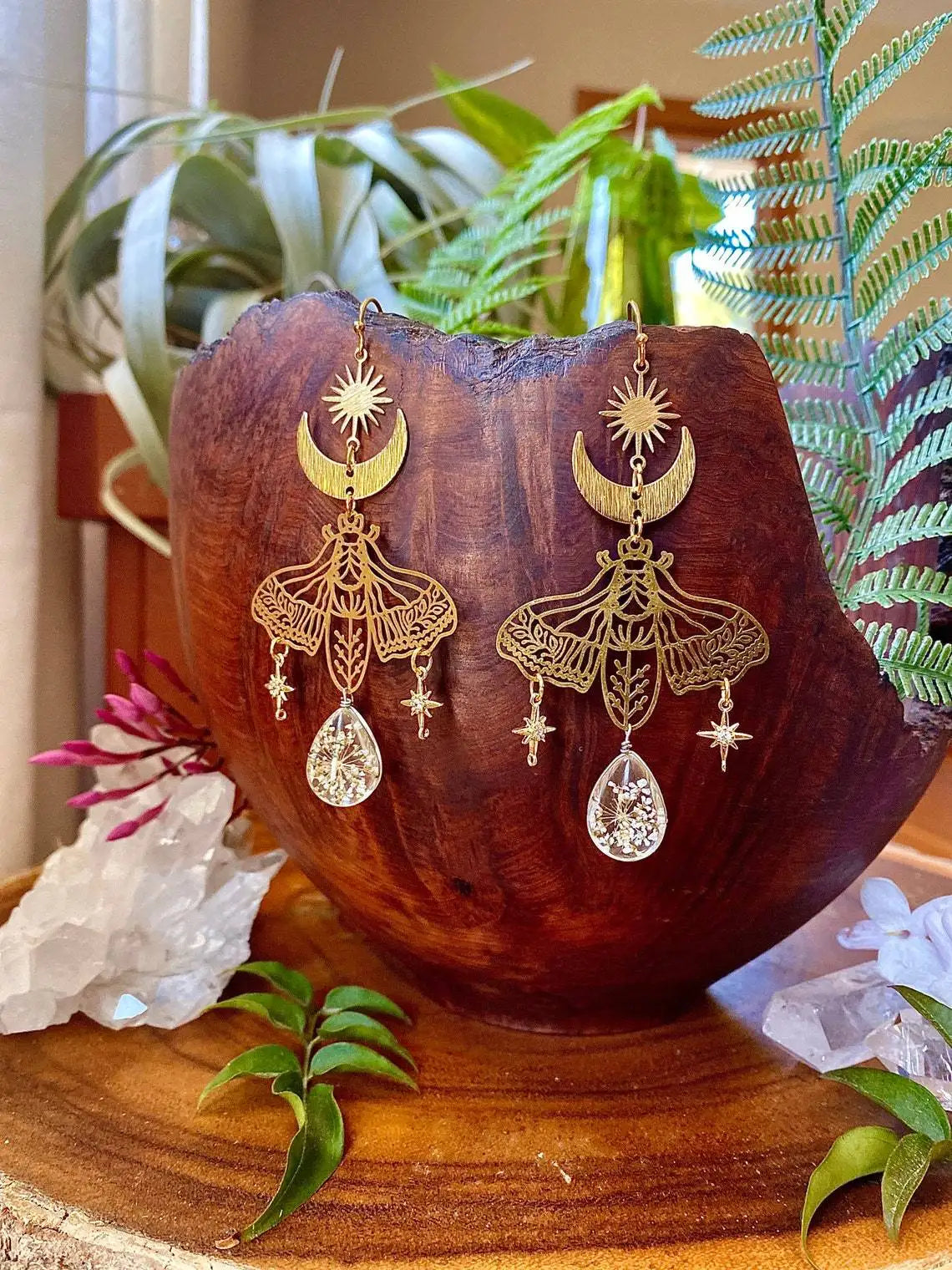 Moth Moon Gold Earrings