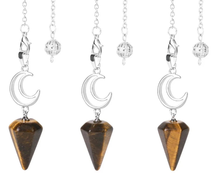 Tigers Eye Crystal Crescent Moon Pendulums For Sale Online