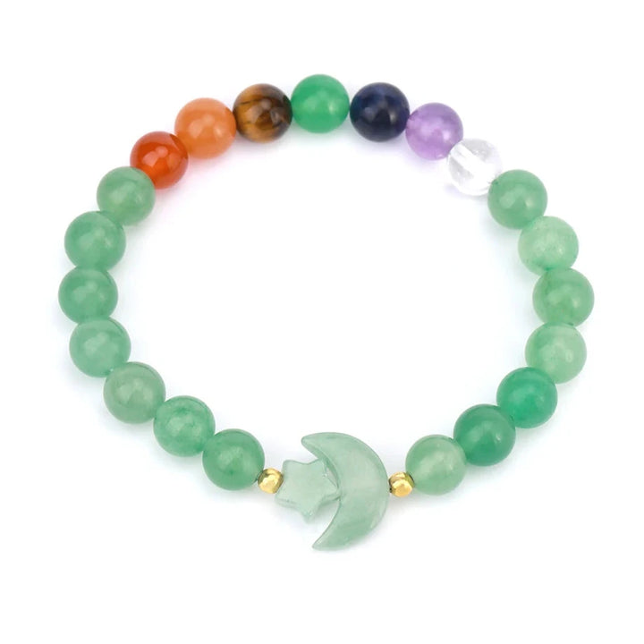 Green Aventurine Chakra Crystal Moon Stone Bead Bracelets | Green Witch Creations