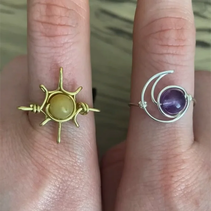 Wire Wrap Sun & Moon Rings For Sale | Green Witch Creations