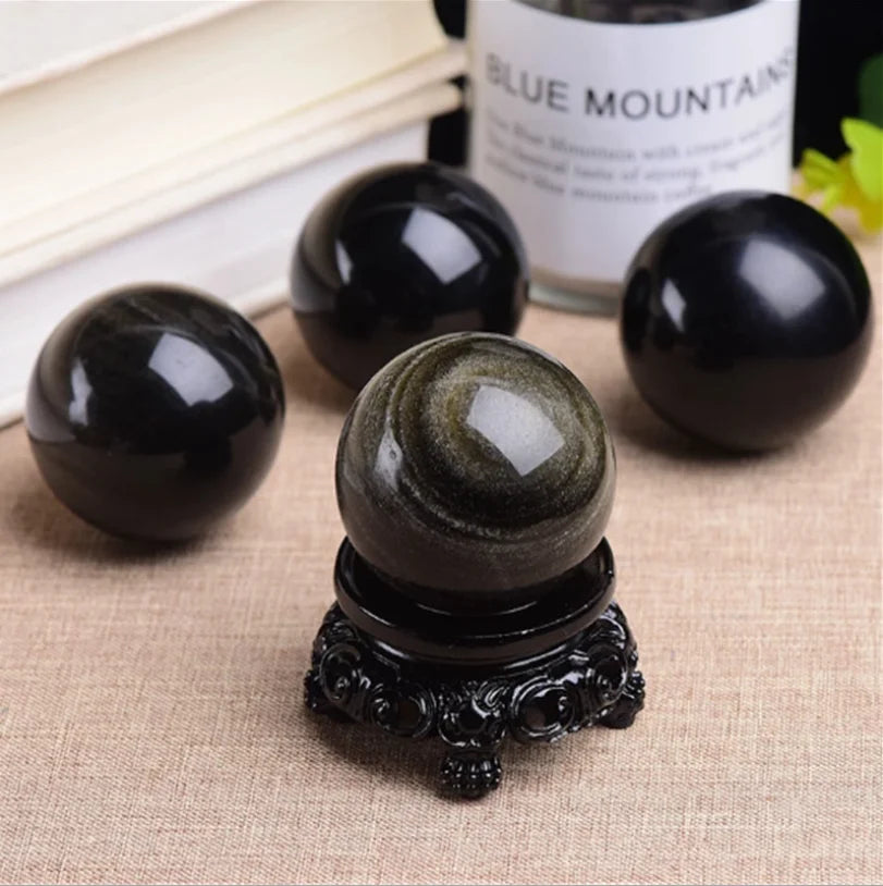 Obsidian Crystal Ball with Stand | Green Witch Creations