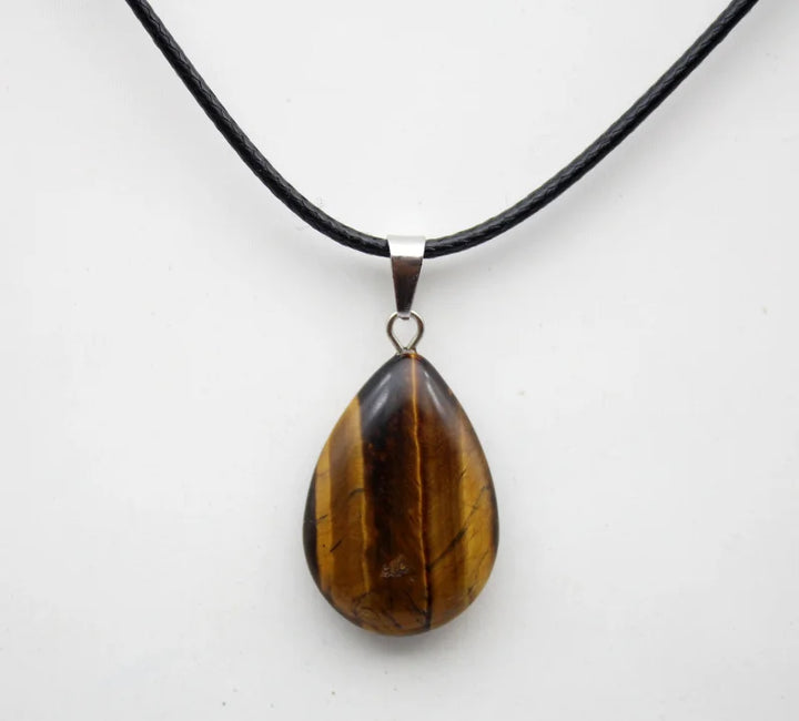 Tigers Eye Stone Teardrop Pendant Necklace For Sale | Green Witch Creations