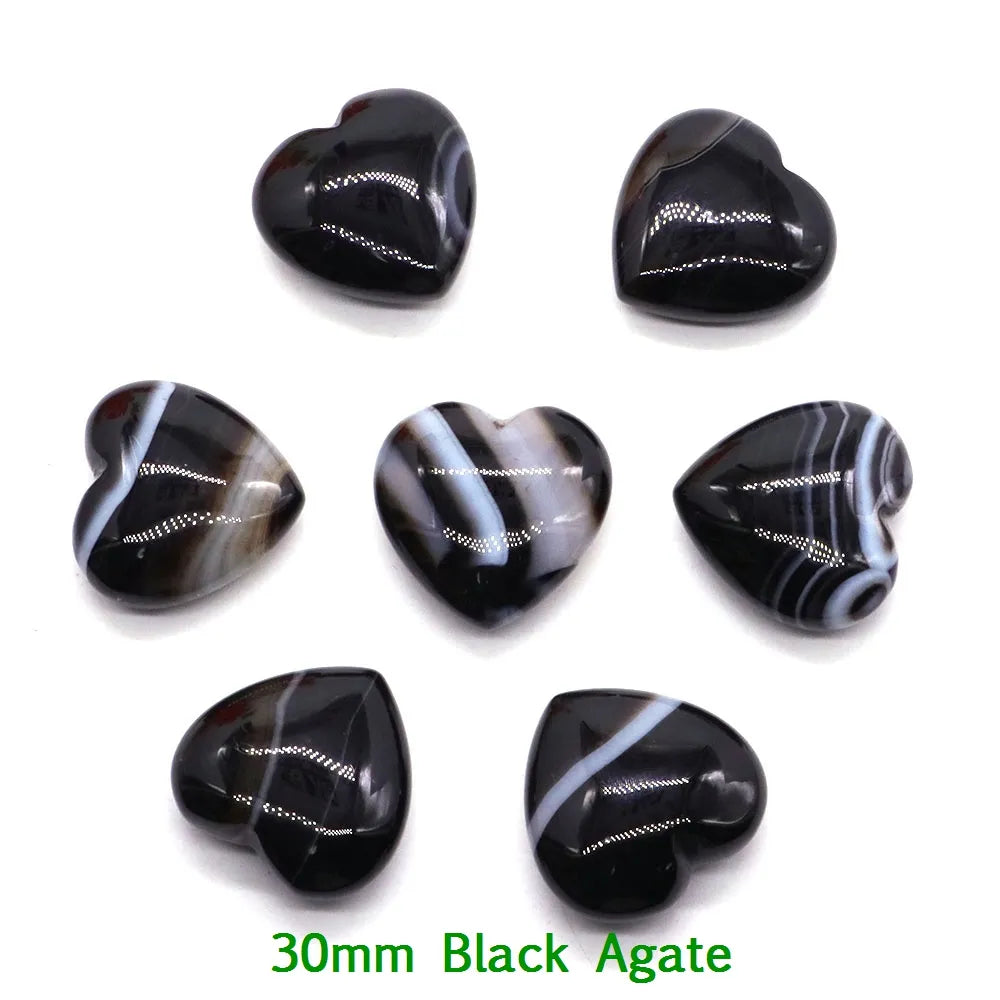 Black Agate Heart Shaped Crystals For Sale