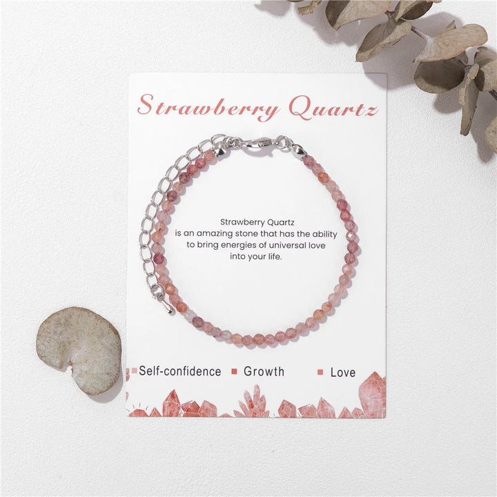 Strawberry Quartz 3mm Faceted Stone Bead Bracelets For Sale | Green Witch Creations