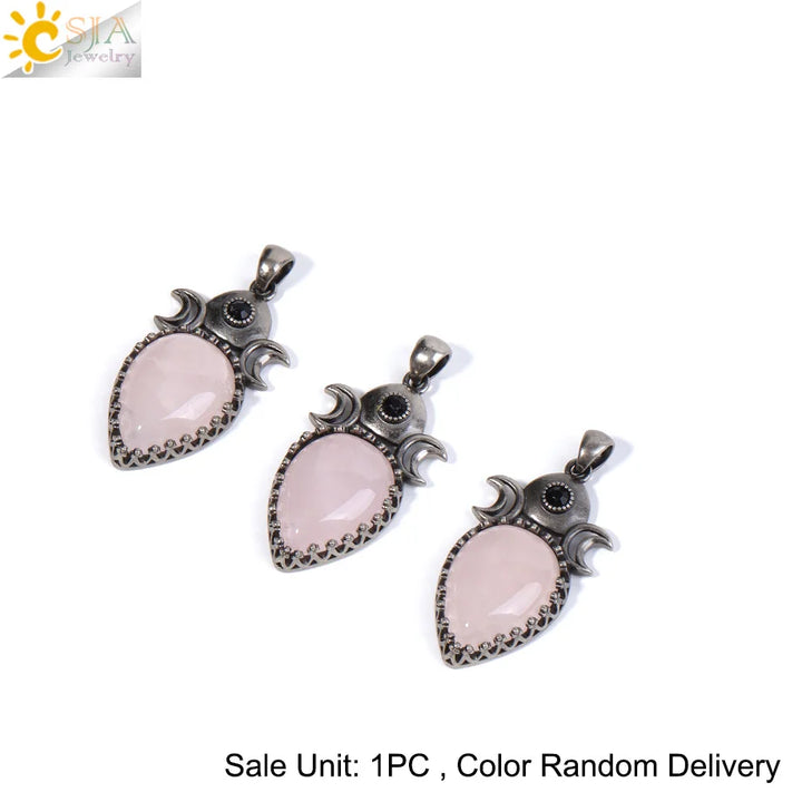 Triple Moon Crystal Teardrop Necklaces