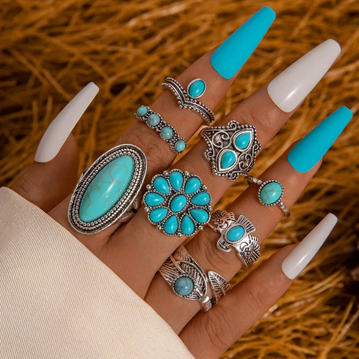 Turquoise Bohemian Gypsy Witchy Trendy Fashion Cute Ring Sets | Green Witch Creations