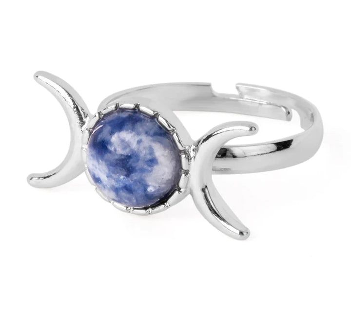 Assorted Adjustable Stone Triple Goddess Moon Ring For Sale Online | Green Witch Creations