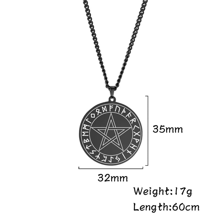 Black Pentacle Rune Nordic Viking Necklaces | Green Witch Creations