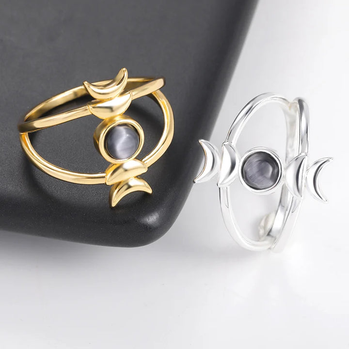 Sheen Obsidian Moon Phase Ring For Sale Online | Green Witch Creations