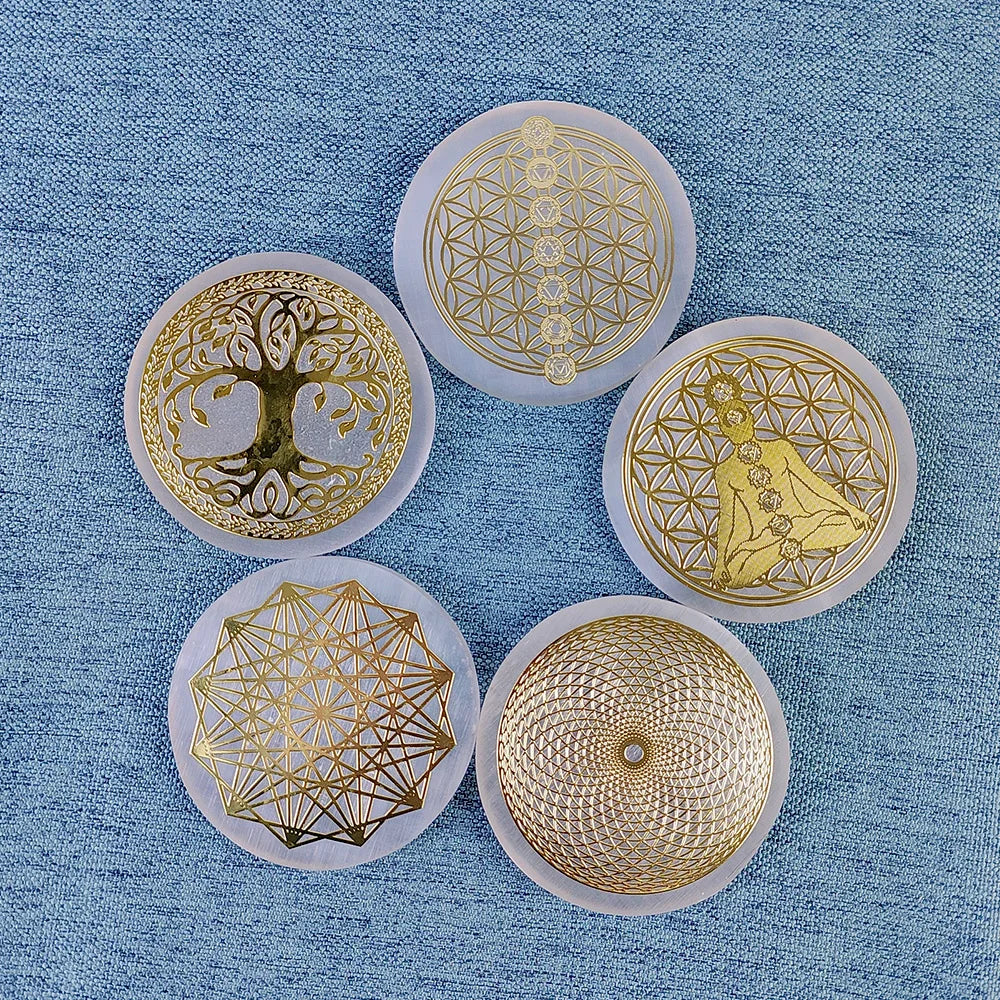 Selenite Gold Plates