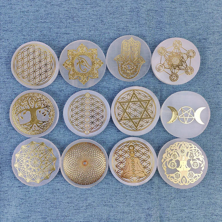 Selenite Gold Plates Disks