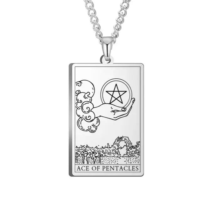 Ace of Pentacles Tarot Card Necklaces | Green Witch Creations