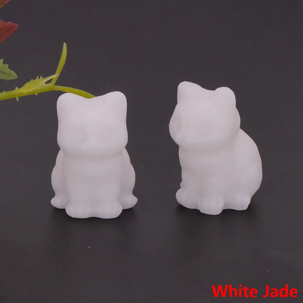 White Jade Crystal Cat Statue | Green Witch Creations