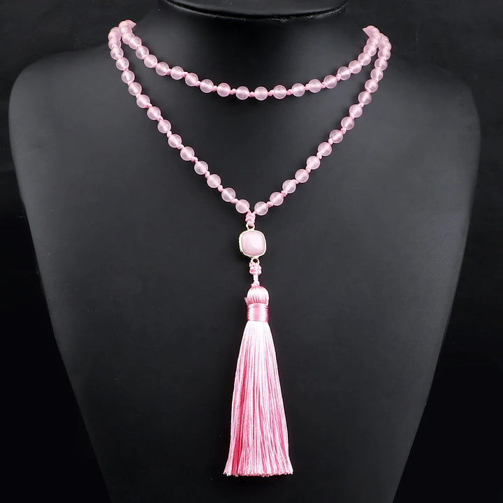 Rose Quartz Mala Prayer Bead Necklace | Green Witch Creations