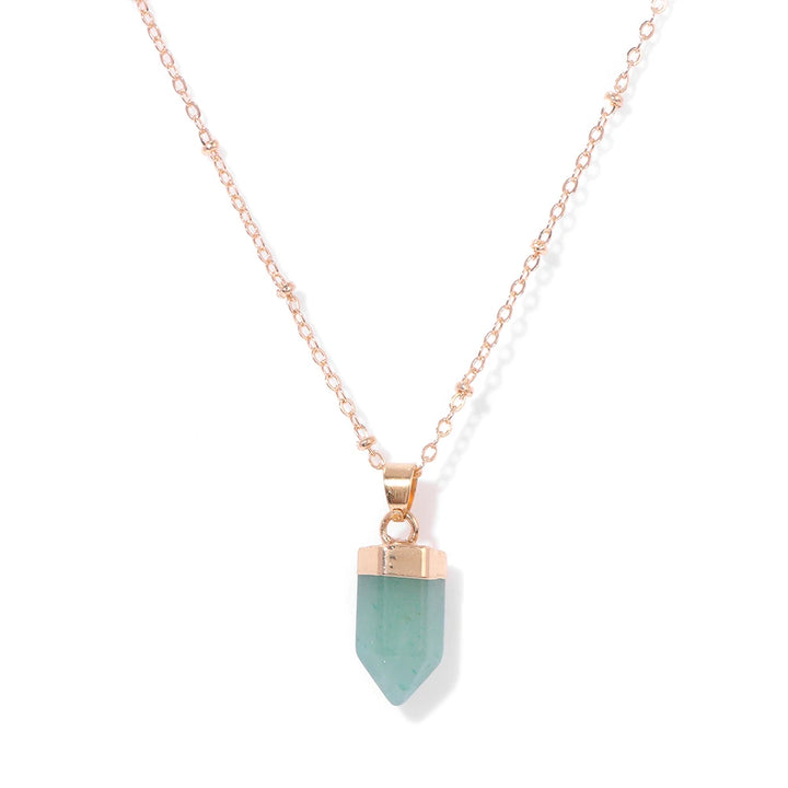 Amazonite Hexagonal Stone Pendant Gold Necklace | Green Witch Creations