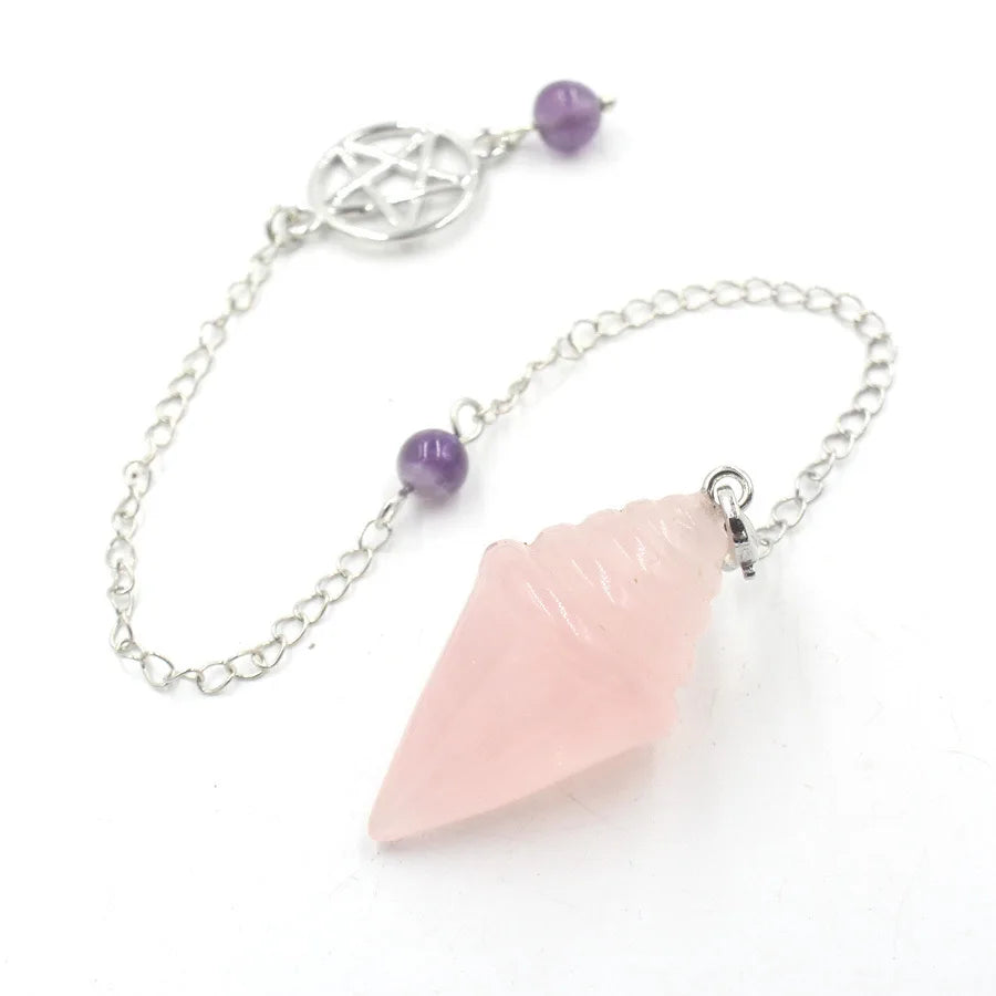 Rose Quartz Amethyst Pentacle Crystal Witch Pendulum | Green Witch Creations