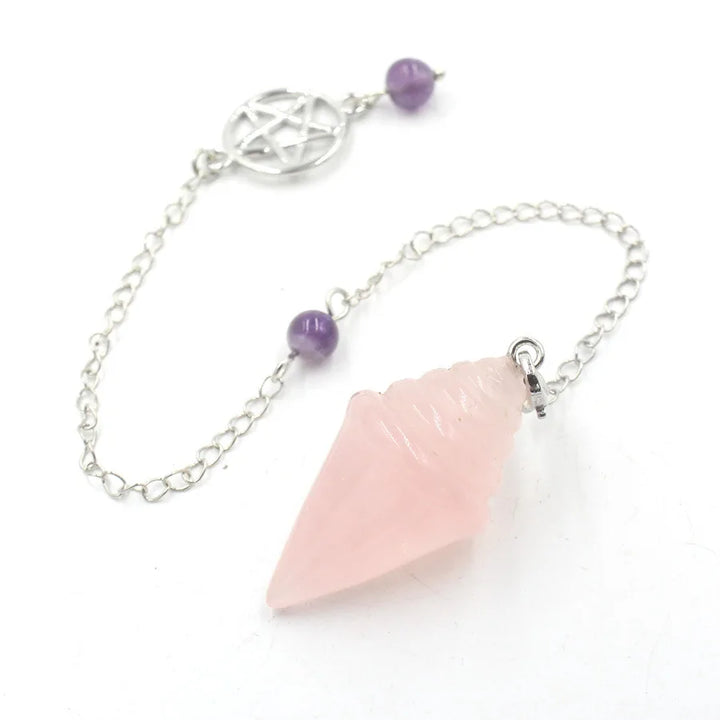 Rose Quartz Amethyst Pentacle Crystal Witch Pendulum | Green Witch Creations