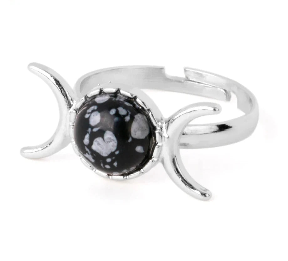 Assorted Adjustable Stone Triple Goddess Moon Ring For Sale Online | Green Witch Creations