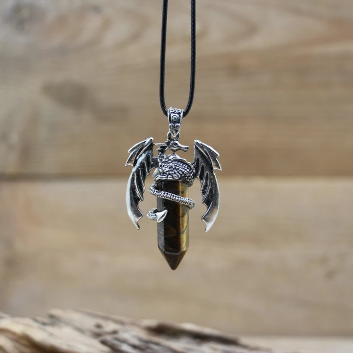 Tigers Eye Dragon Crystal Pendant Necklace | Green Witch Creations